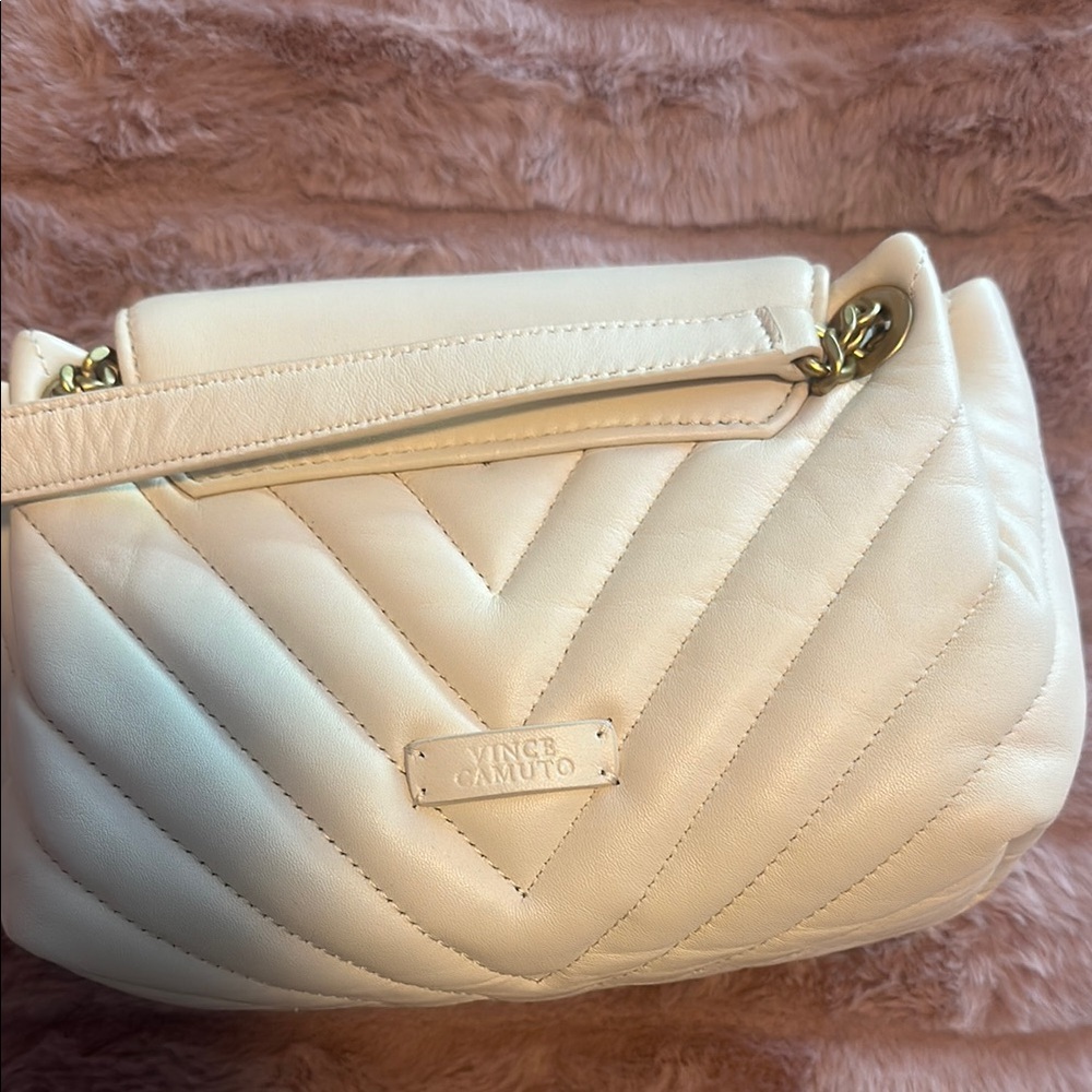 Vince Camuto Cream Quilted Shoulder Bag